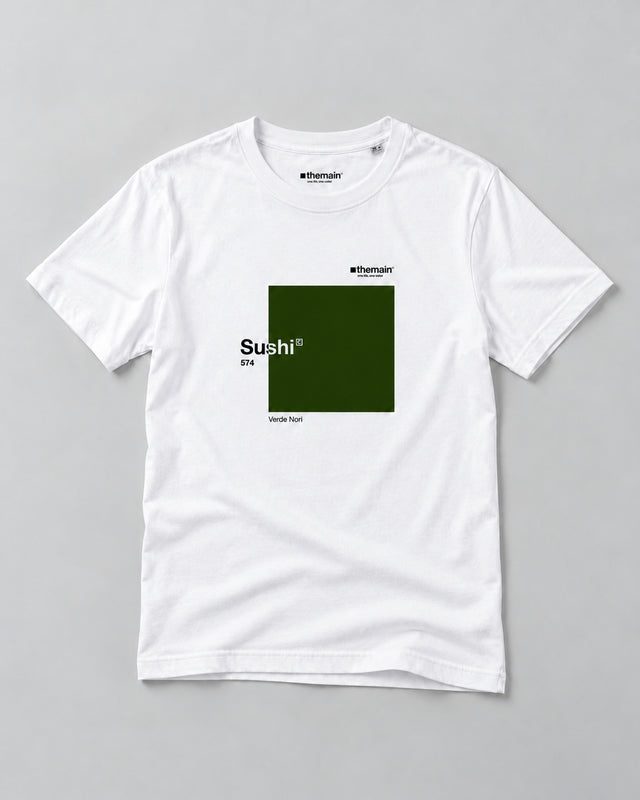 Sushi — camiseta blanca, portada